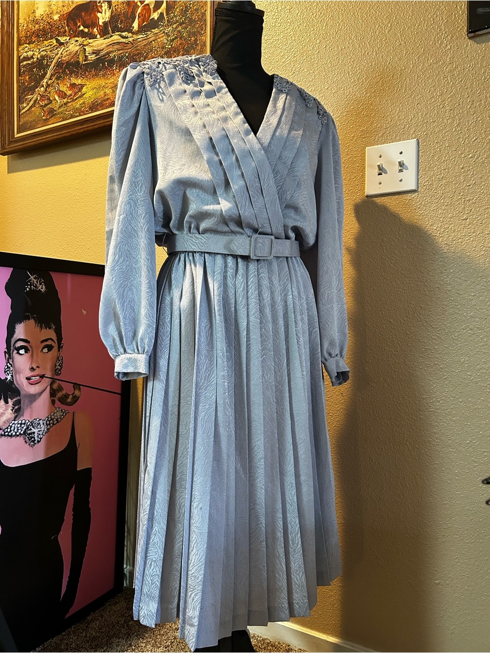 Vintage Periwinkle I’m the Little Petite Accordion Pleated Midi Dress Size 8